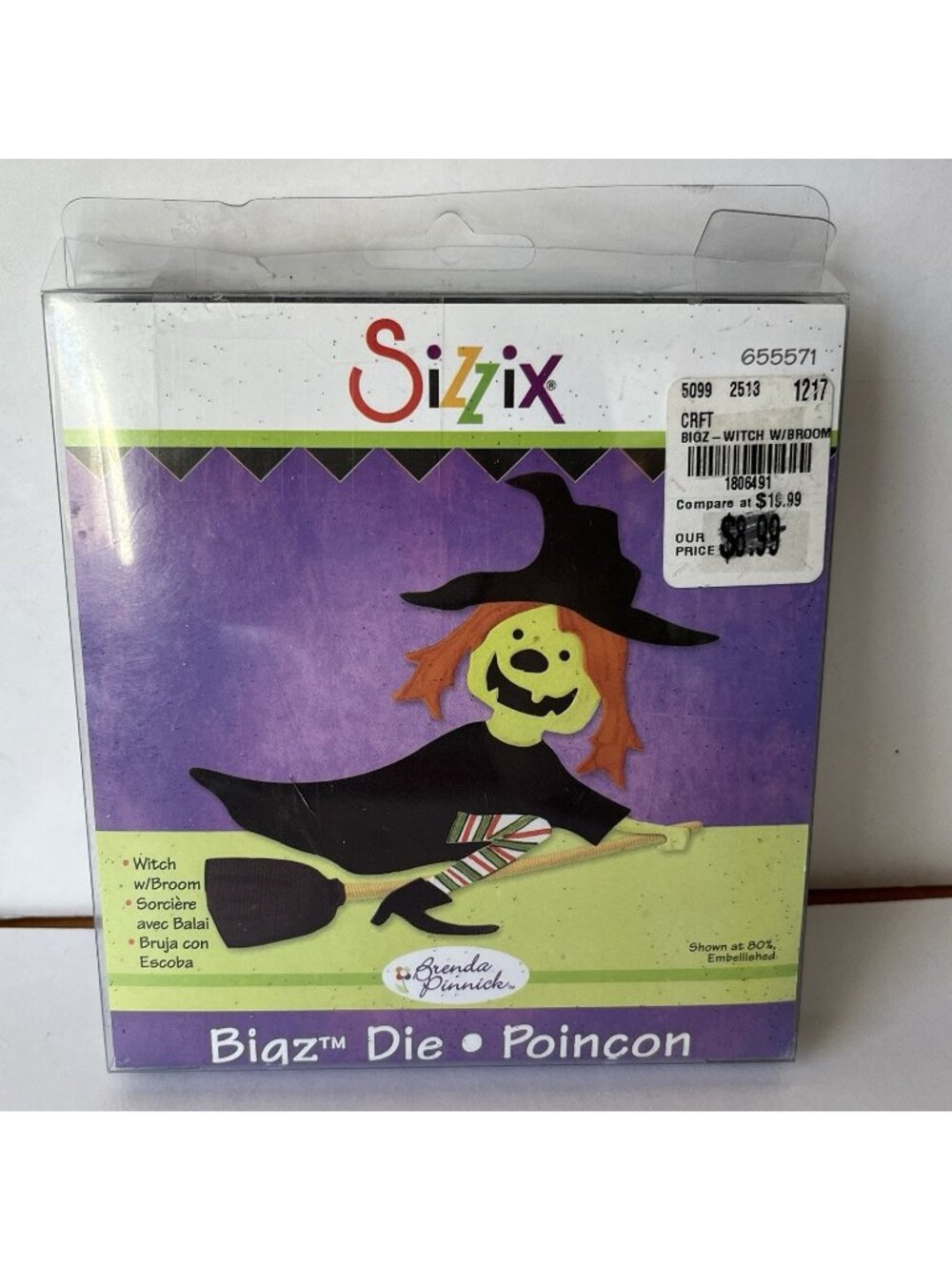 Sizzix Bigz Die Witch Broom 65571 Brenda Pinnick Halloween Craft Card Diecut